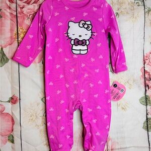 Hello Kitty Baby Girl Pink Footie Long Sleeve 6 Months Sleepy Kitty Bow Theme